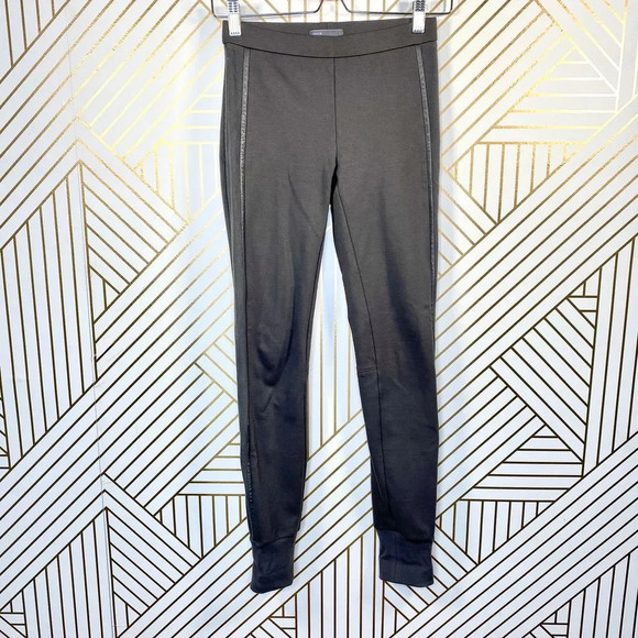 Vince Gray Leather Piped Legging Joggers - Picture 2 of 10